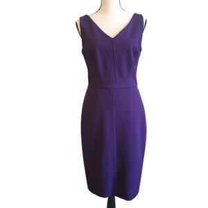 WHBM Deep Purple Double-V Sheath Dress, Sz. 2